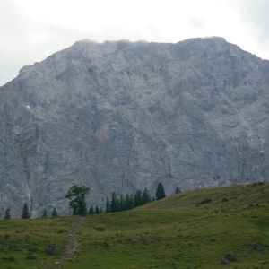 Die Laliderer Nordwand, ziemlich furcht einflößend.