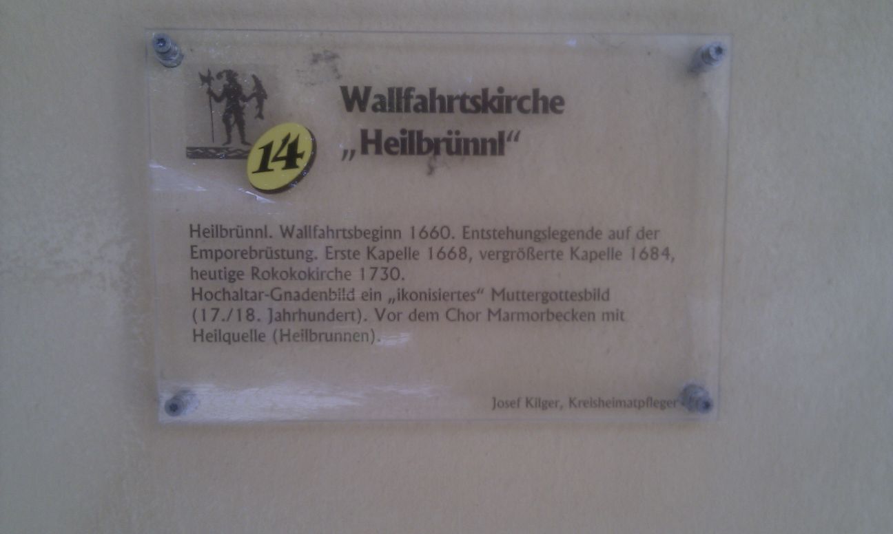 Wallfahtskirche Heilbrünnl Inschrift