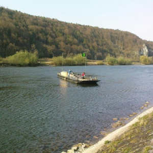 Trike 28 Gierseilfähre Matting mit Felsen Wanderfalken