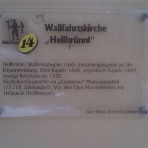 Wallfahtskirche Heilbrünnl Inschrift