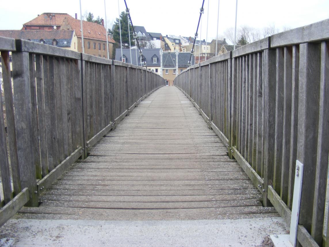 Anreise am Freitag Muldenbrücke für Fahrräder (die Behelfsbrücke für Autos ist aber noch unschöner)