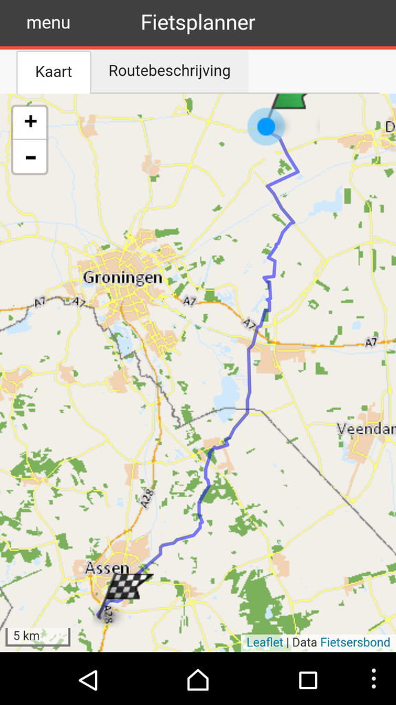 Die Route hergestellt von Fietsrouteplanner.fietsersbond.nl