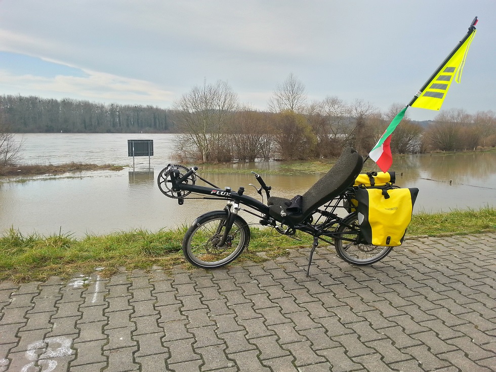 Hochwasser des Rheins südlich von Hessenaue